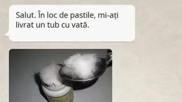 Bancul zilei. În loc de pastile mi-aţi livrat un tub cu vată