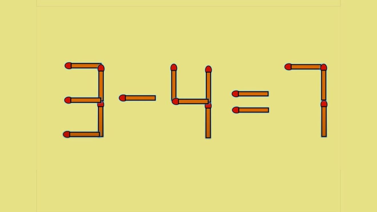 Test de inteligență | Mutați un singur chibrit, pentru a corecta 3 - 4 = 7