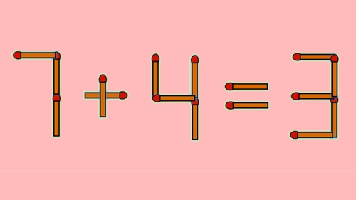 Test IQ exclusiv pentru genii | 7 + 4 = 3 este greșit. Pentru a corecta egalitatea, mutați un singur chibrit