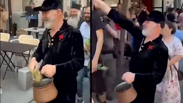 Gigi Becali a sfințit Piața Victoriei după marșul LGBT. Ce a purtat pe umăr tot timpul. Imaginile s-au viralizat