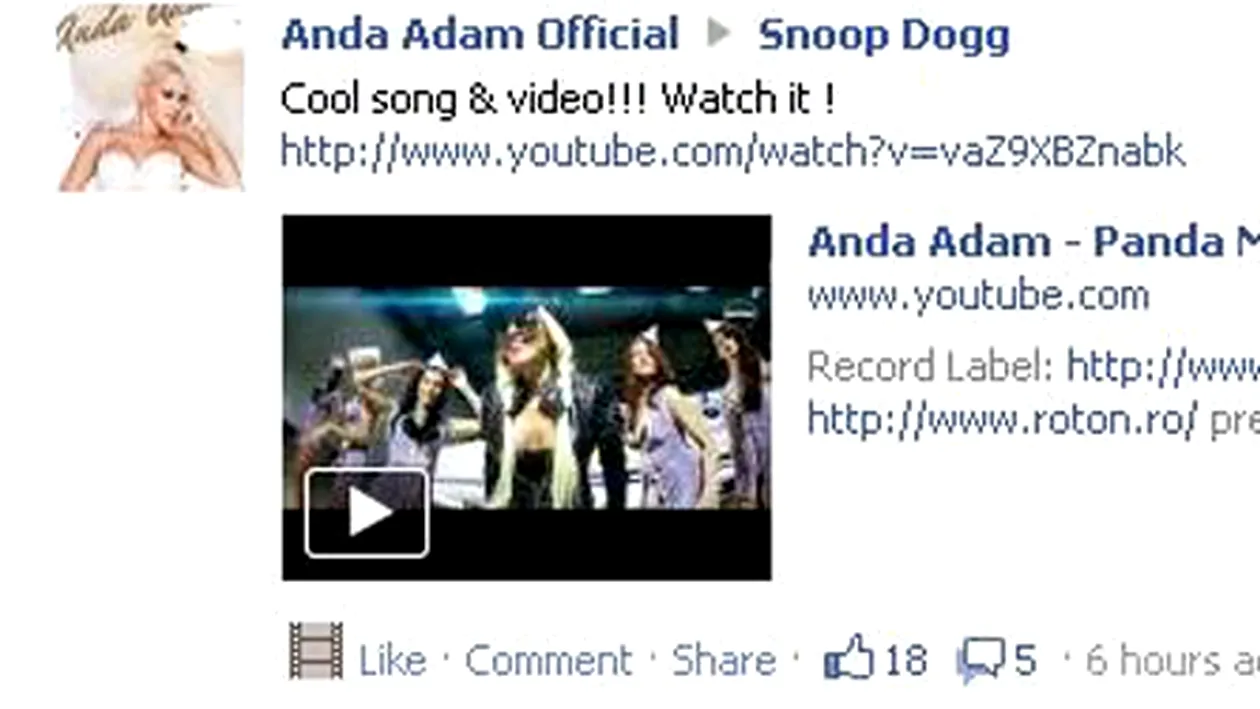 Anda Adam isi face reclama pe site-ul lui Snoop Dog! Vezi cum se promoveaza artista!