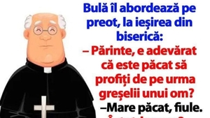 BANC | Bulă îl abordează pe preot, la ieșirea din biserică