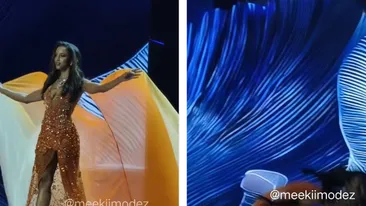 Clipe de panică la Miss Universe! O concurentă a călcat în gol și căzut de pe scenă
