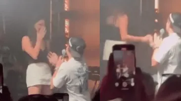A urcat pe scenă chiar în timpul concertului și a cerut-o în căsătorie. Reacția ei nu a fost cea așteptată