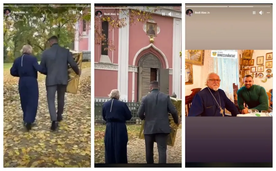 Alex Bodi s-a întâlnit astăzi cu un preot, căruia i-a făcut un cadou și alături de care a stat la povești © Facebook Stories