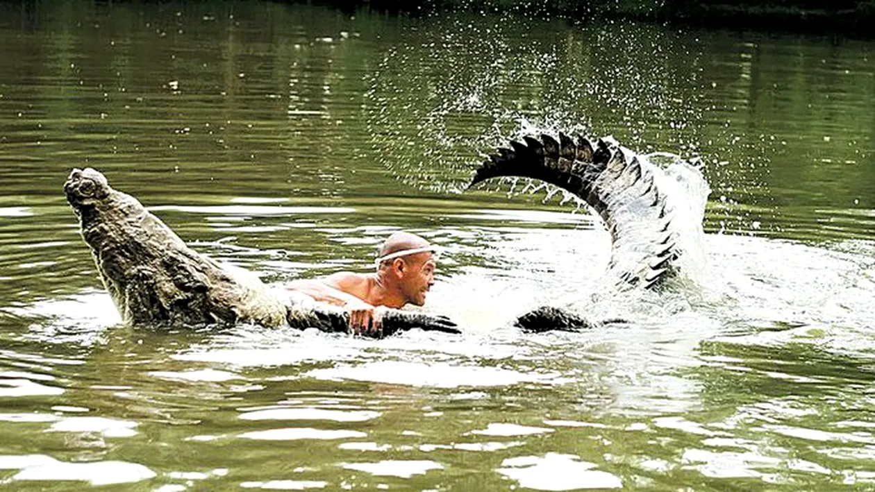 Se ia la tranta cu un crocodil de 450 de kilograme