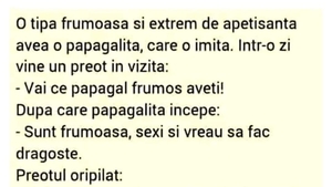 Bancul de weekend | Preotul, enoriașa și papagalița
