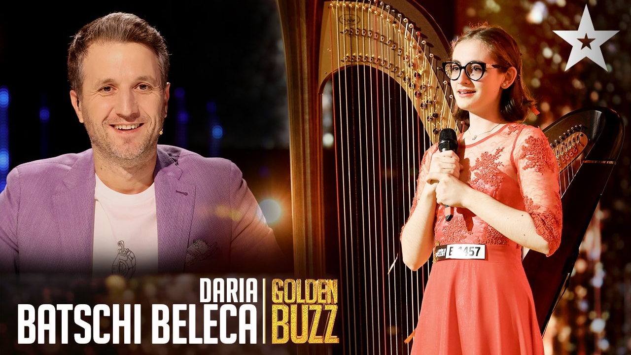 Daria Batschi i-a impresionat pe jurați și a primit al cincilea Golden Buzz. Cine este ”fata cu harpa”