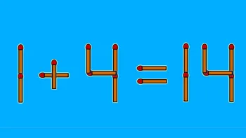 Test IQ cu chibrituri | Corectați 1 + 4 = 14, mutând două bețe