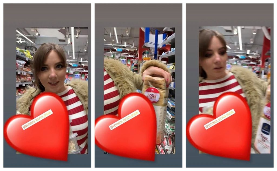 Veronica Stegaru, cu haină de blană într-un supermarket din Capitală © Instagram Stories