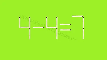 Test cu chibrituri | Mutați un singur băț pentru a corecta egalitatea: 4-4=7