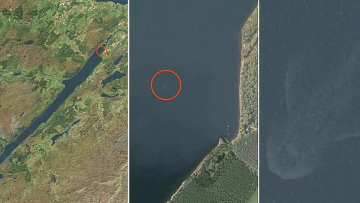 Monstrul din Loch Ness a fost fotografiat DIN SATELIT! Este urias si are forma unui peste de dimensiuni astronomice!