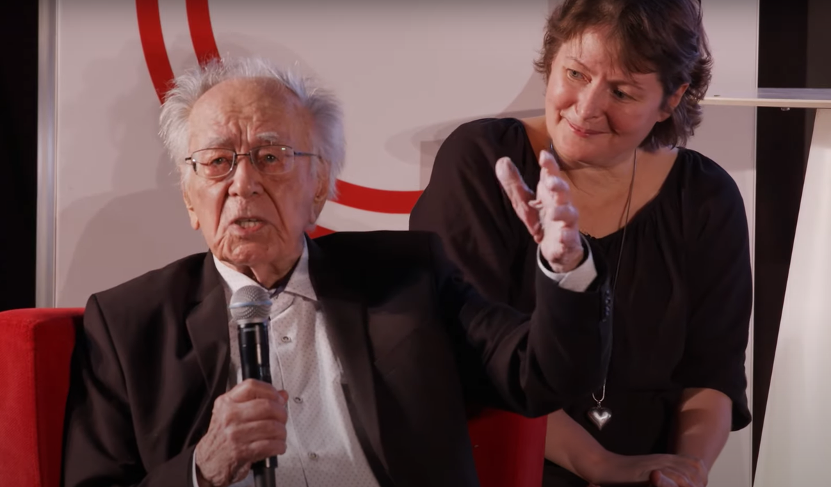 Mihai Șora alături de Luiza Palanciuc/ Sursă: captură video