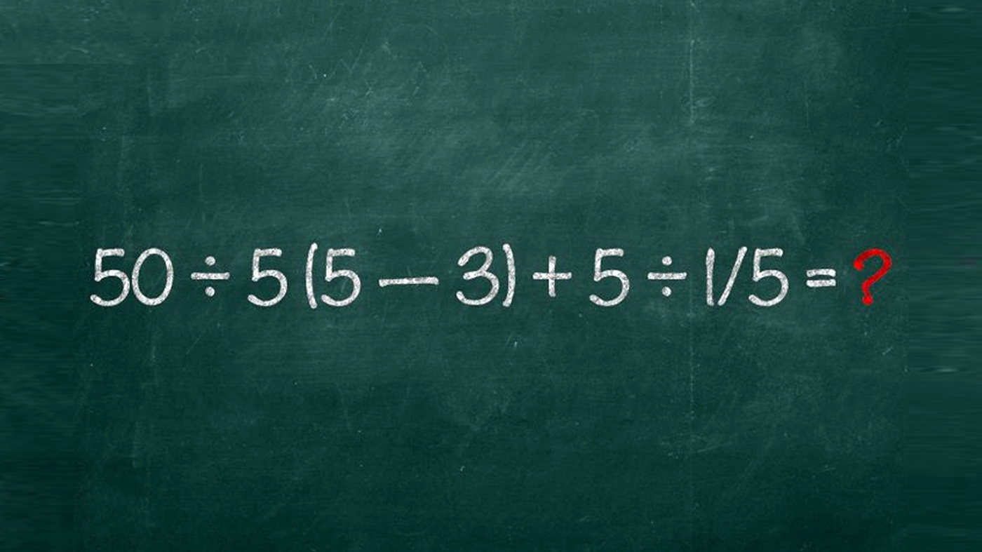 Test IQ pentru matematicieni | Cât fac 50:5(5-3)+5:1/5=?