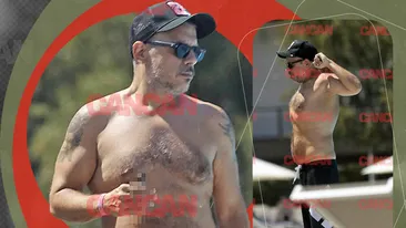 Dan Frînculescu, singur pe șezlong, dar n-a ratat nimic în jur. Cine i-a făcut cu ochiul la piscină