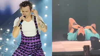 Harry Styles s-a prăbușit pe scenă, după ce s-a înecat cu apă în timpul unui concert