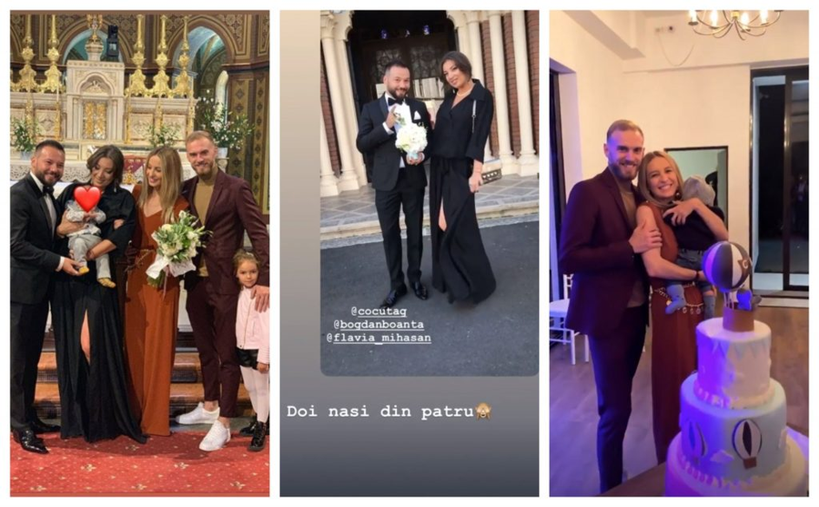 Flavia Mihășan și Marius Moldovan și-au botezat fiul. Micuțul Carol a avut două perechi de nași, iar una dintre acestea este formată din Andra Gheorghe și Bogdan Boantă © Instagram Stories
