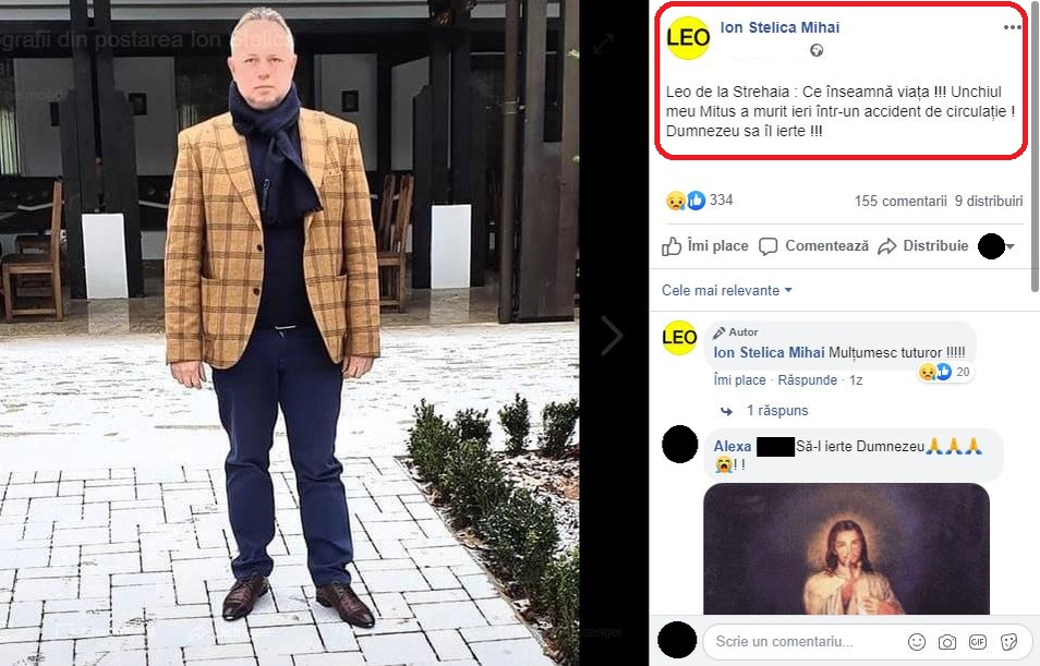 Leo de la Strehaia a transmis un mesaj emoționant la o zi de la moartea unchiului său © Facebook