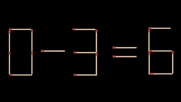 TEST IQ | 0 - 3 = 6 este greșit. Mutați un singur chibrit și corectați egalitatea