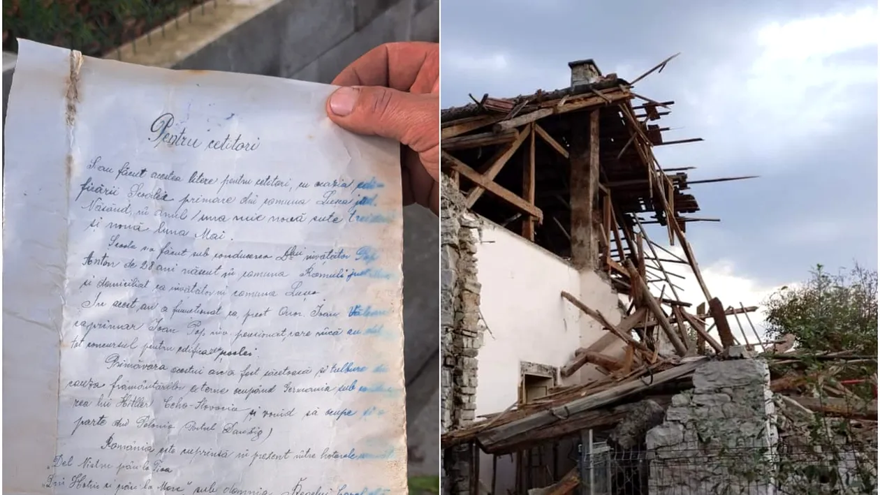 Capsula timpului! Mesajul de la 1939 descoperit printre ruinele unei școli din Bistrița: „Transmitem acelora care vor ruina aceste ziduri”
