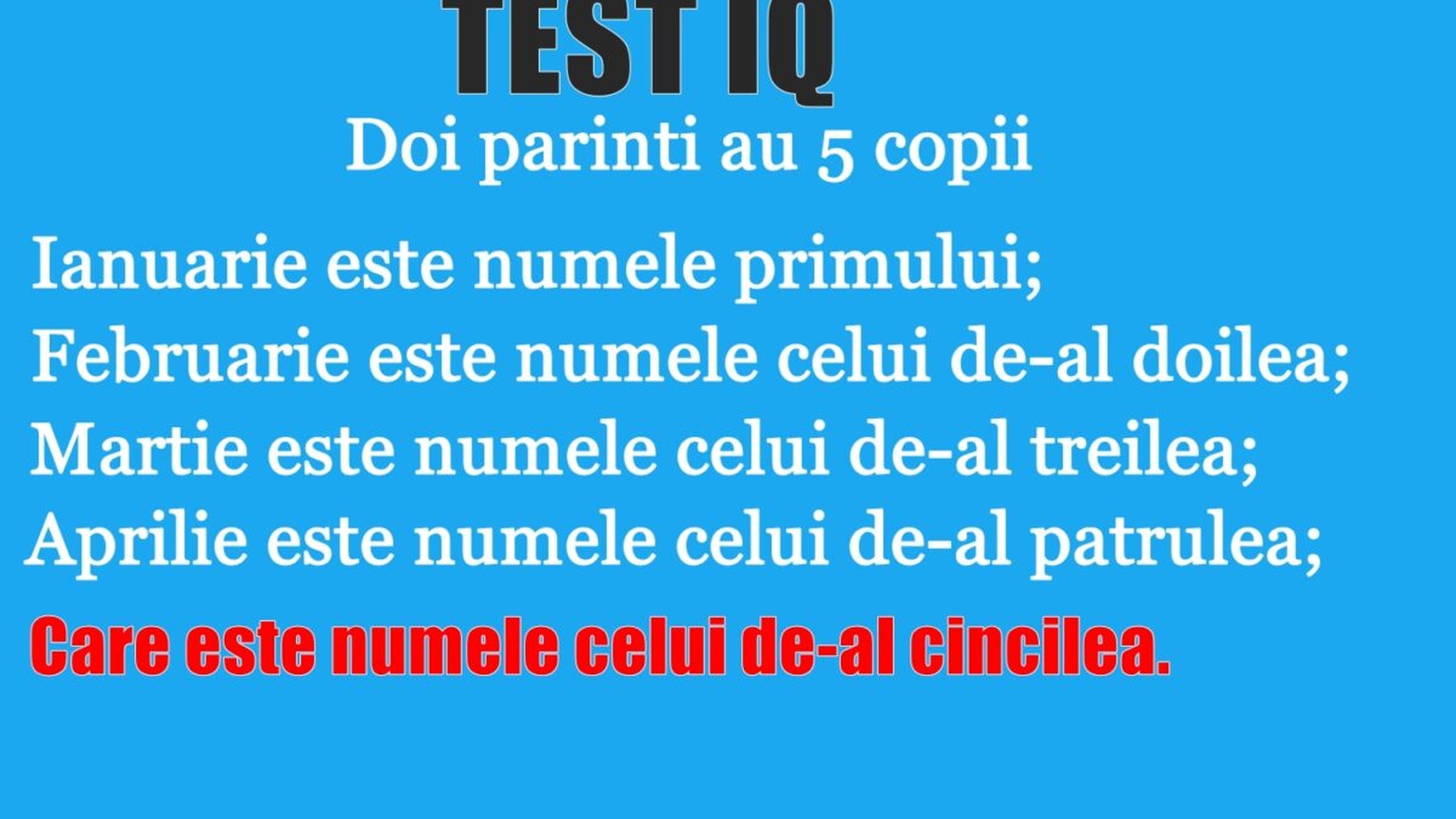 TEST IQ | Care este numele celui de-al cincilea copil? Răspunsul pare simplu, dar nu este