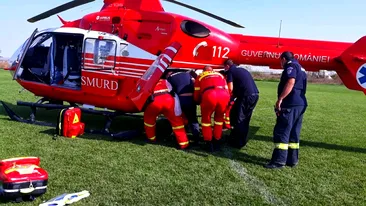 Un bărbat din Giurgiu și-a secționat un picior în urma unui incident. Pompierii l-au dus la elicopterul SMURD, pentru că medicii erau blocați la alte cazuri