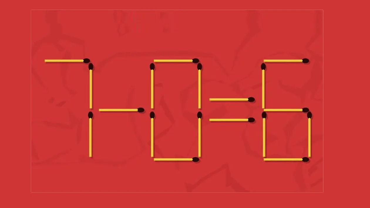 Test de inteligență | Mutați 3 chibrituri pentru a corecta egalitatea 7-0=6
