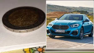 Aceasta este moneda de 2 euro, cu defect, care se vinde cu prețul unui BMW, în România
