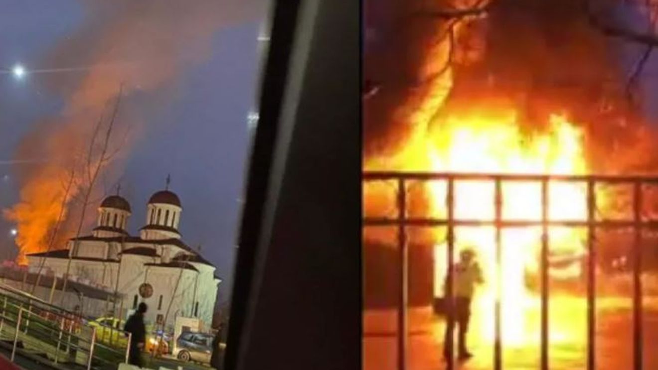 Incendiu puternic la biserica de la Doamna Ghica, din București. ISU, prima reacție