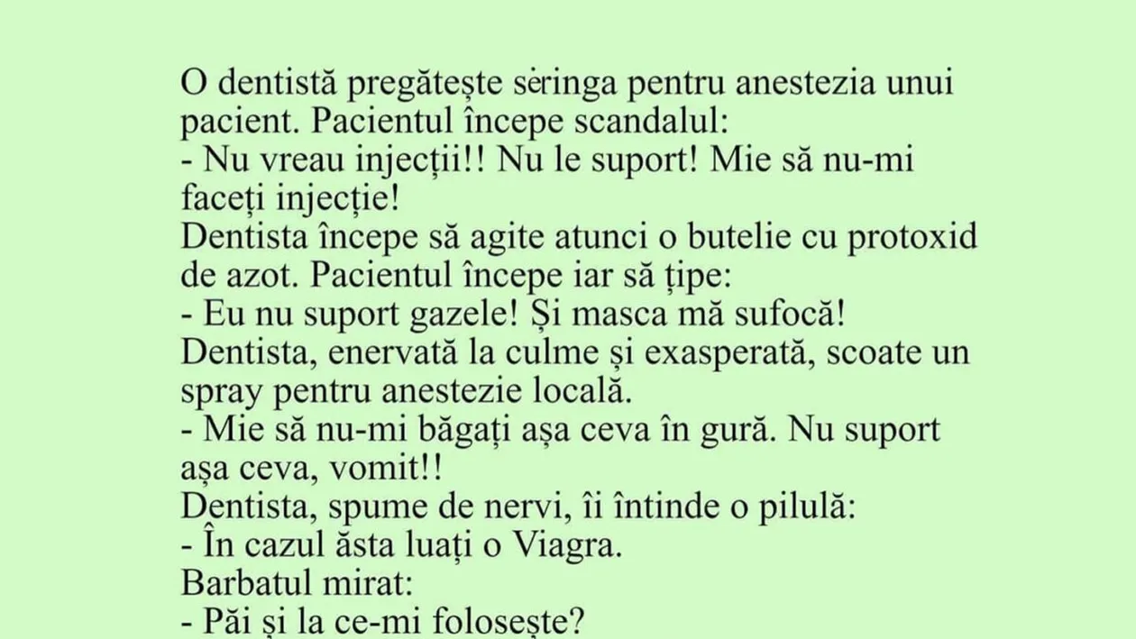 Bancul începutului de săptămână | Nu vreau injecții! Nu le suport