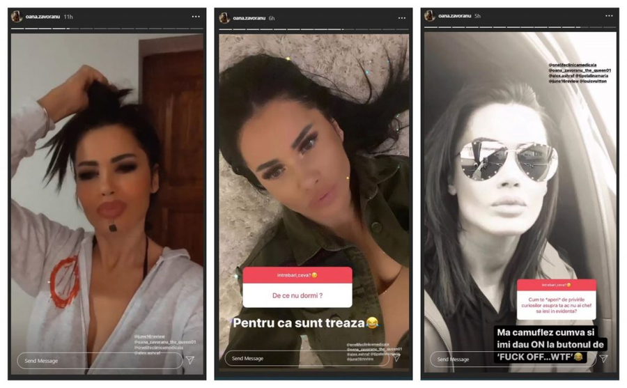 Oana Zăvoranu a stat de vorbă cu fanii săi azi-noapte, după ce Pepe a anunțat divorțul de Raluca Pascu © Instagram Stories