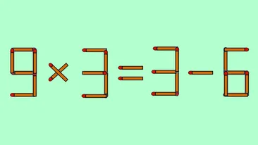Test IQ exclusiv pentru genii | 9x3 = 3-6 este greșit. Pentru a corecta egalitatea, mutați un singur chibrit