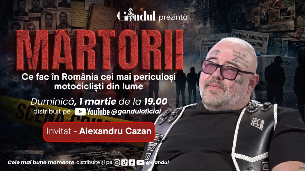 Alexandru Cazan, președintele Gremium Nomads România, invitat la MARTORII – duminică, 1 martie, ora 19:00