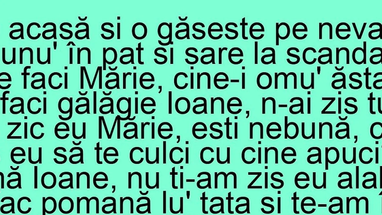 BANCUL ZILEI | Ion vine acasă și o găsește pe nevastă-sa cu altul în pat