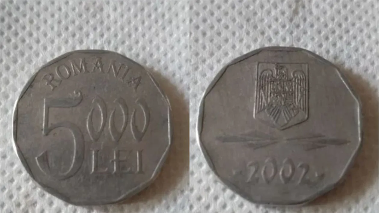 Tu mai ai deții așa ceva? Prețul ireal la care se vinde o monedă de 5.000 de lei din anul 2002, acum, la 21 de ani diferență