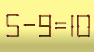 Test IQ cu chibrituri | Mutați un singur băț, pentru a corecta 5 - 9 = 10