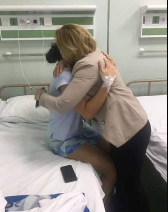 Imagini de pe patul de spital cu jandarmerița bătută de huligani