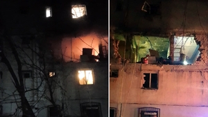 Explozie urmată de incendiu într-un bloc din Găeşti. Localnicii au fost evacuați de urgență | FOTO