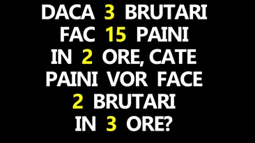 TEST IQ | Dacă 3 brutari fac 15 pâini în 2 ore, câte pâini vor face 2 brutari în 3 ore?