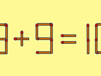 Test IQ cu chibrituri | Mutând un singur băț, transformați 8 + 9 = 10 într-o egalitate corectă