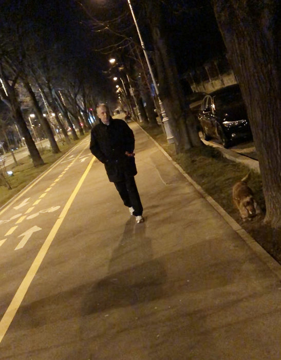 Mircea Geoană și-a scos câinele la plimbare, la miezul nopții