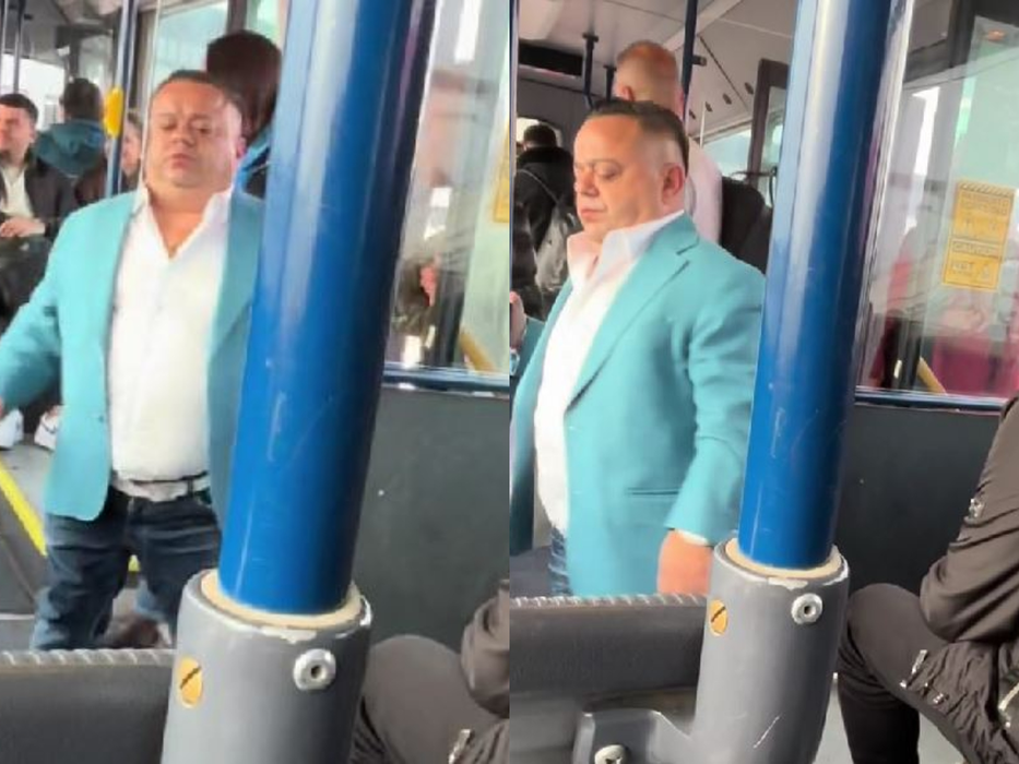 Adrian Minune a fost surprins într-un mijloc de transport în comun/ sursă foto: TikTok