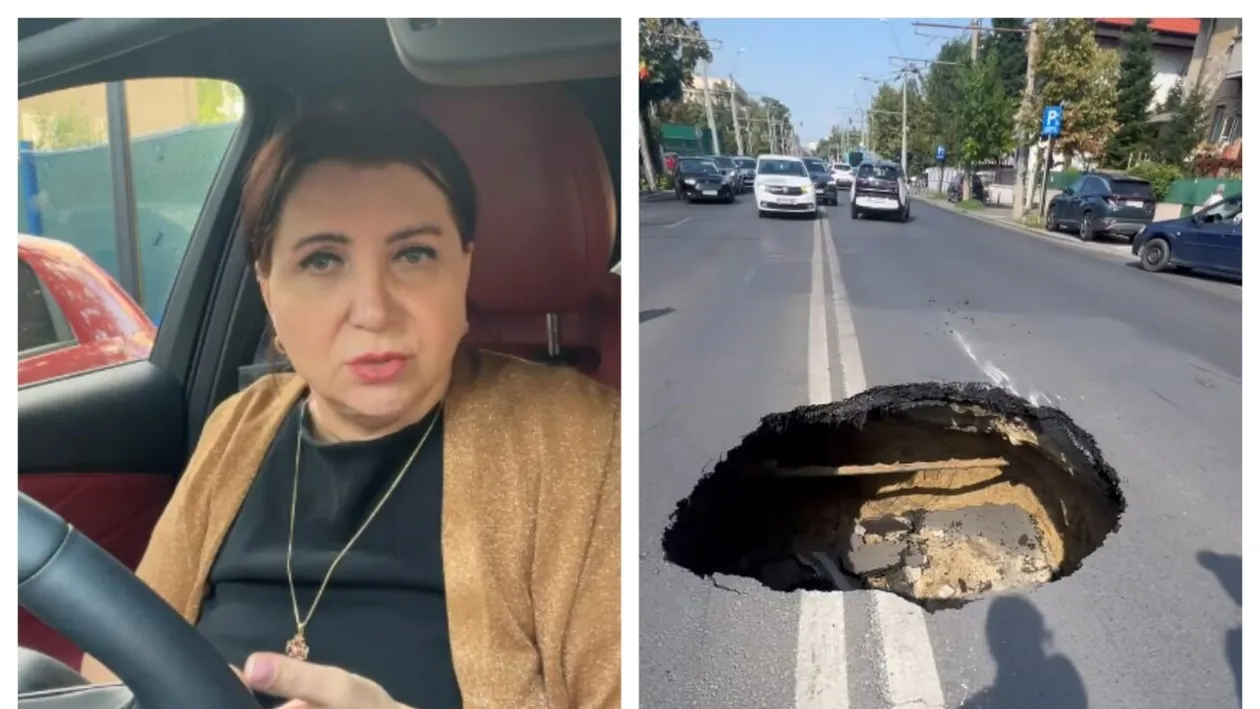 Clipe de coșmar pentru Carmen Șerban. A căzut cu mașina într-o groapă aflată în mijlocul drumului