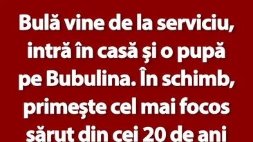 BANC | Bulă vine de la serviciu, intră în casă și o pupă pe Bubulina