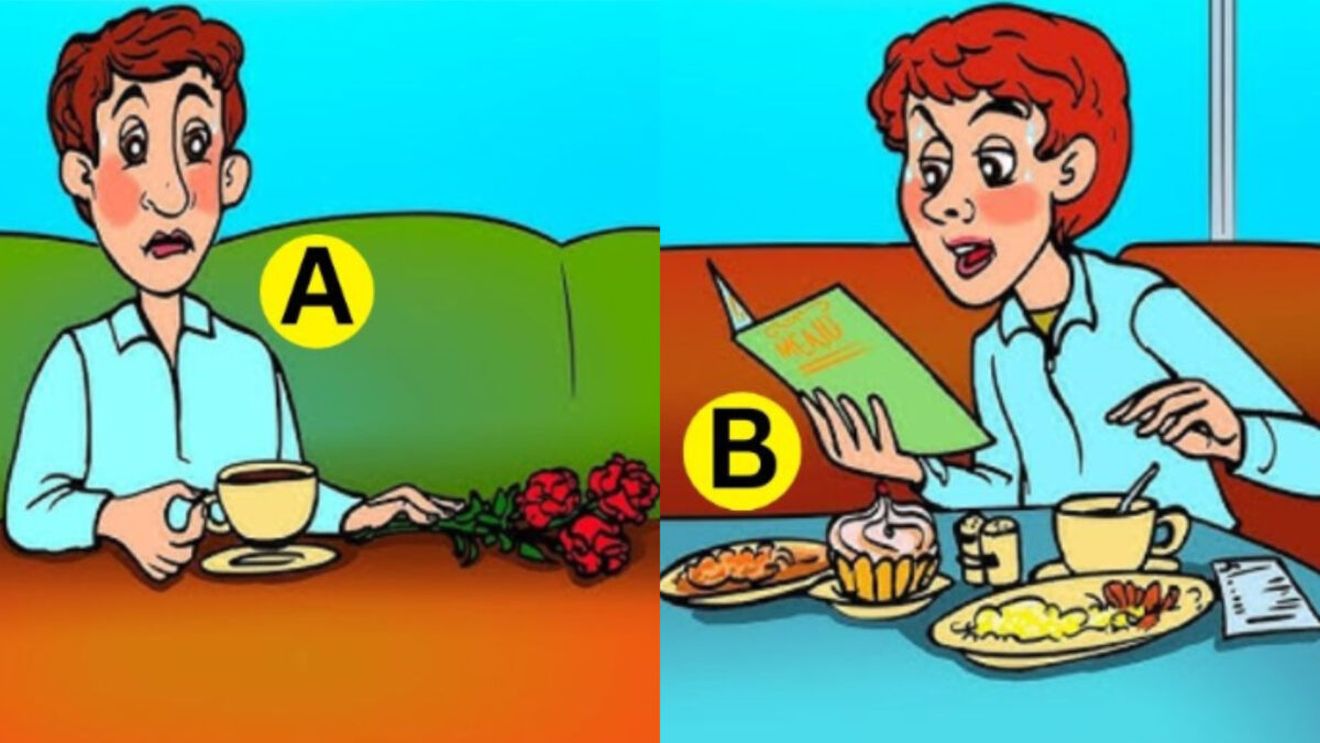 Test IQ | Care bărbat din imagine nu are bani de ajuns pentru nota de plată? Doar cei mai atenți ”se prind”