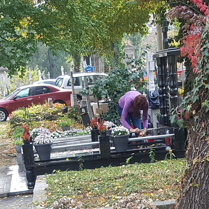 Văduva lui Fane Spoitoru vine des la mormântul soțului ei