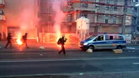 Imagini primite de la cititorii CANCAN.ro! Proteste violente in Frankfurt, anarhistii s-au luat la bataie cu politia