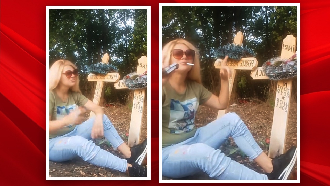 Imagini tulburătoare! Cum s-a filmat în cimitir mama gemenilor căzuți de la etajul 10 (în timp ce ea făcea live pe Facebook)