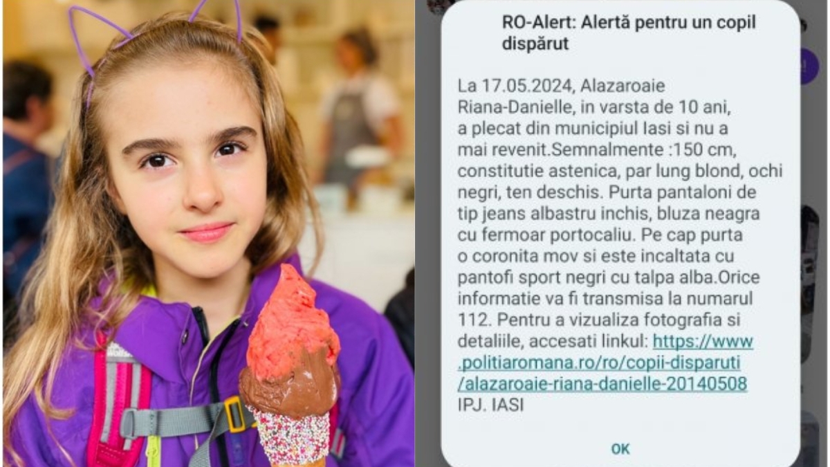 Fetiță de 10 ani, dispărută fără urmă. Riana a plecat la școală și nu s-a mai întors acasă. A fost emis mesaj RO-Alert