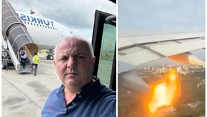 Clipe de groază pentru afaceristul Avram Gal, aflat în timpul unui zbor. La scurt timp după decolare, unul dintre motoarele aeronavei a luat foc